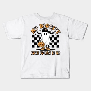 Cool No Diggity Bout To Bag It Up Ghost Halloween Kids T-Shirt